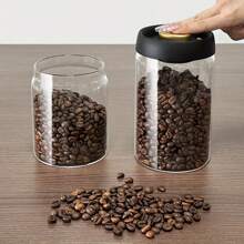1 pieza Canister de vidrio borosilicato de alta calidad, para granos de café y almacenamiento en la cocina - Capacidad de 480 ml / 860 ml / 1150 ml / 1720 ml - Transparente - Excelente para mantener la frescura y el aroma