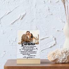 Putuo Decor 1pc Gepersonaliseerde Foto Spaanstalige Acryl Bord Met Houten Basis, Aangepaste Foto Acryl Bord Tafeldecoratie Voor Moeder/Vader/Grootmoeder/Grootvader/Zoon/Dochter/Zus/Broer/Tante/Geliefde, Gepersonaliseerde Acryl Bureaudecoratie Voor Thuis Boerderij Woonkamer Café Koffiehuis Geschenken Verjaardag Afstuderen
