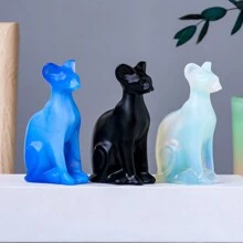 1 pièce Statue de chat sans poils en cristal naturel, dans de nombreuses couleurs. Ornement artisanal mignon d'animal, sculpture énergétique. Cadeau de guérison pour les amateurs de chats