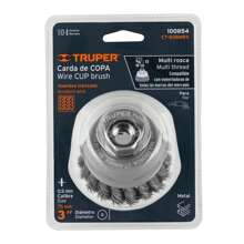 KIT 4 PZ-Carda copa 3' alambre trenzado grueso, Multi-rosca, Truper - Plateado - Ver 2