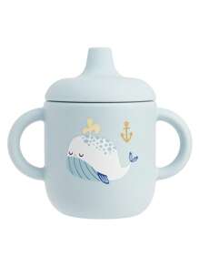 PopLittleOne 1 Stück Silikon Baby Becher tragbare Baby Wasserflasche mit niedlichem Tier, Blumen und Verkehrs-Muster, Baby Lernbecher Fütterung Baby Geschirr - Verschiedenfarbig - Übersicht 12