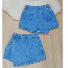 Women's Youth Jeans Skirt Shorts - 中等水洗藍 - 查看 3