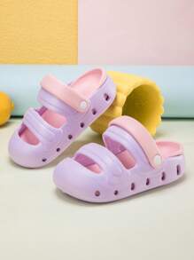 1 双儿童户外花园鞋拖鞋，舒适透气防滑 EVA 材质，时尚，适合男孩和女孩 - 紫色 - 查看 1