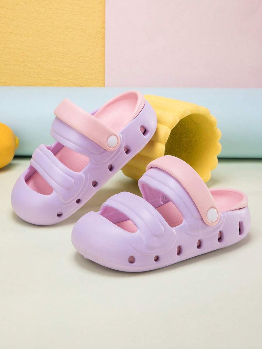 1 双儿童户外花园鞋拖鞋，舒适透气防滑 EVA 材质，时尚，适合男孩和女孩 - 紫色 - 查看 1