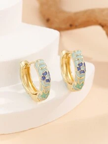 1 Paar Mode Kupfer Material Blumen Muster Creolen Ohrringe Schmuck für Frauen Mädchen