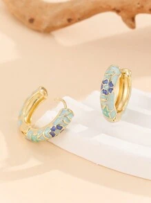 1 Paar Mode Kupfer Material Blumen Muster Creolen Ohrringe Schmuck für Frauen Mädchen