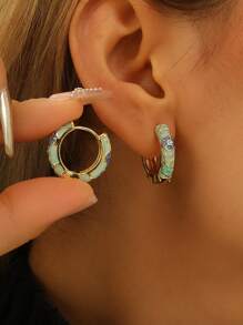 1 Paar Mode Kupfer Material Blumen Muster Creolen Ohrringe Schmuck für Frauen Mädchen