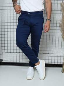 Men's Slim Casual Traditional FIT 4 Pocket TWILL Pants - 藏蓝色 - 查看 2