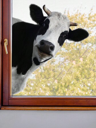 1 件有趣的奶牛墙贴和壁画可移除牛头墙贴花剥离和粘贴乙烯基农场动物教室窗户装饰厨房游戏室车门家居壁纸黑白奶牛贴花房间装饰家居装饰墙壁装饰浴室装饰卧室装饰房间装饰物品客厅装饰房屋装饰家居装饰客厅墙纸个性化贴纸