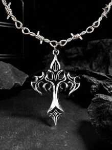 1 件小众复古火焰和荆棘颈链，荆棘锁骨链，时尚腰链，时尚街头朋克项链 - 荊棘 - 查看 2