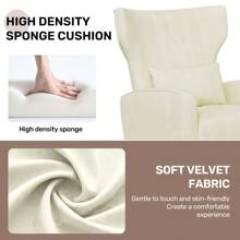 Nalupatio Velvet Fabric Upholstered Reading Comfy Mid Century Modern Armchair With Metal Legs And Spring Support, Accent Chair For Living Room - Màu be - Xem 6