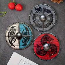 6 Pieces Viking Warrior Shield Pad Suit, Wooden Coffee And Desktop Protector, Family Living Room, Dining Room Decoration Pad, Gift For Parents And Friends