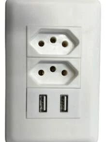 Conjunto Com Entrada Para 2 Tomada Parede Com 2 Entrada Usb Carregador Universal