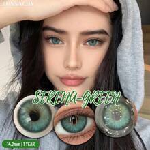 FUNSACHY 1 对 SERENA 天然彩色隐形眼镜蓝色眼部隐形眼镜时尚化妆品眼部彩妆女士隐形眼镜