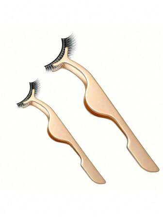 SHEIN X Milania 1 pieza Pinza para pestañas de acero inoxidable, pinzas para extensiones de pestañas, pinzas para remover pestañas, herramienta para aplicar pegamento para pestañas postizas de mujer