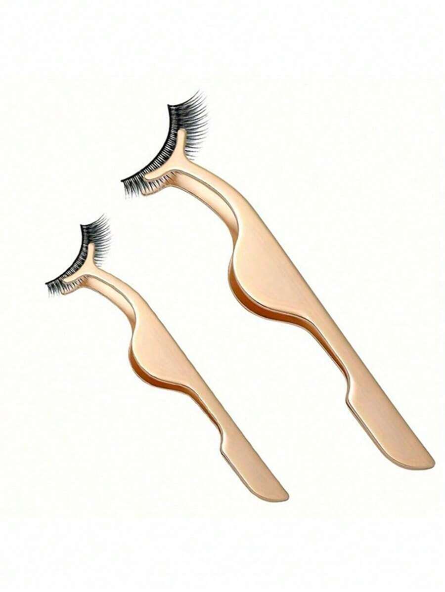 1 件不锈钢睫毛镊子、睫毛延长镊子、睫毛去除镊子、女士假睫毛胶水涂抹工具 - 彩色 - 查看 1