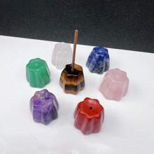 1pc Natural Crystal Incense Holder Carving Collectibles Of Colorful Gifts And Desktop Decoration For Home Interior Space Sculpture Shelf Accents Ornament For Home Office Decor