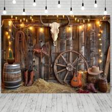 1pc Western Cowboy Background Flag, Made Of Polyester, Countryside Farmhouse Cowboy Theme Wall Decor, Available In Multiple Sizes, Suitable For Housewarming, Anniversary, General Celebrations, Party Backdrop - Multicolor - View 6