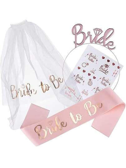 1set Letter Graphic Sash & Party Headband & Decal