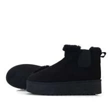 READYSALTED Women's Fuzzy Plush Lined Comfort Warm Outdoor Boots Ladies Anti Slip Ankle Walking Fashion Platform Snow Boot - Black - View 4