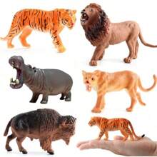 Realistic Animal Model Figurines, Lion, Tiger, Rhino, Hippopotamus, Giraffe Ornamental Collectibles
