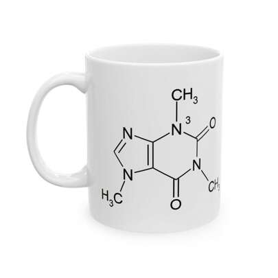 Taza Divertida con Molécula de Cafeína - Química del Café - Inspiradora, Sarcástica y Divertida