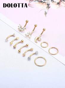 DOLOTTA 1 pièce Bijoux de piercing de cartilage en acier inoxydable 16G 18G, anneaux pour sourcil, anneau de nombril, lèvre, helix, rook, daith, boucles d'oreilles tragus avec cristal CZ. Barre incurvée pour piercing corporel.