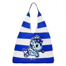 Tokidoki Canvas Tote Bag For Women Tokidoki Shoulder Bag Large Capacity Unicorno Casual Handbag For College Work Travel Shopping - Xanh và trắng - Xem 1
