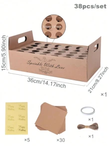 1Set Confetti Cones Box Set With 30pcs Kraft Holds Paper, Modern Paper Letter Graphic Confetti Holder Stand For Party Wedding Decorations,Gift Wrapping Supplies - Multicolor - View 4