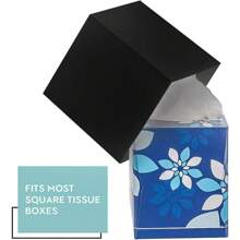 Tissue Box Cover Square - Facial Cube Tissue Box Holder Vessel Dispenser For Bathroom Vanity Countertop, Bedroom Dresser, Office Desk Or Night Stand Table, 2 Pack - Black 5.5"L X 5.5"W X 5.75"H