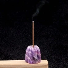 1pc Natural Crystal Incense Holder Carving Collectibles Of Colorful Gifts And Desktop Decoration For Home Interior Space Sculpture Shelf Accents Ornament For Home Office Decor