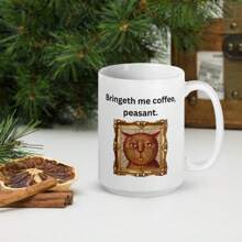 Weird Medieval Cat Mug, Funny Ugly Cats Coffee Cup, Cat Lover Gift, 11 OZ - White - View 4