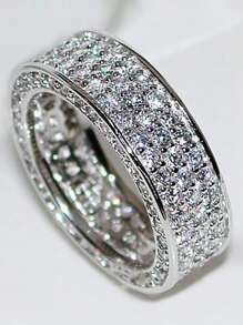 1pc Minimalist Starry Sky Multi Row Zirconia Ring Ladies Jewelry For Women 925 Sterling Silver Single Ring Fine Jewelry For Girls Birthday Prom Party Gifts - Baby's Breath - View 3