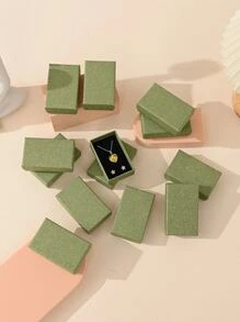 12 件/包简约而时尚的珠宝包装盒（适用于耳环、戒指、项链）。适合节日礼物包装情人节 - 綠色 - 查看 3