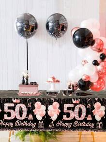 1Pc Birthday Tablecloth,Disposable Rose Gold Table Cover,40/60/50 Years Old Table Cloth, Happy Birthday Home Table Decor, Birthday Party Decoration Supplies,Table Decor,Kitchen Decor,Home Decor