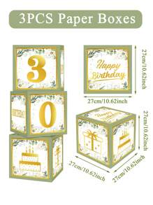 3 pièces Boîte décorative en papier vert et or pour anniversaire, décoration de fête pour les 18e, 30e, 40e, 50e, 60e, 70e anniversaires, boîte de célébration d'anniversaire de 27 cm "Joyeux anniversaire", décoration d'arrière-plan de fête d'anniversaire, décoration de maison, fournitures de fête, faveurs de fête, décoration d'anniversaire, ornement d'arrière-plan - Anniversaire - Voir 8
