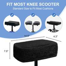 Funda de cojín para patinete de rodilla para adultos, cómoda y suave almohada de felpa para patinetes de rodilla, accesorios para andadores de rodilla para aliviar el dolor - Negro - Ver 1