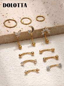 DOLOTTA 1 pièce Bijoux de piercing de cartilage en acier inoxydable 16G 18G, anneaux pour sourcil, anneau de nombril, lèvre, helix, rook, daith, boucles d'oreilles tragus avec cristal CZ. Barre incurvée pour piercing corporel.