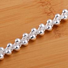 Cadena de cuentas de encantos al por mayor, pulsera hermosa de plata esterlina 925 de moda para mujer, joyería elegante para bodas - Plateado - Ver 2