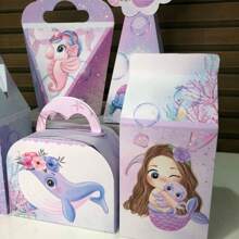 Kit 20 WATERCOLOR MERMAID Boxes - Boxes For Decoration And Souvenirs For Children's Birthdays - Take And Assemble - As In the Photo - View 8