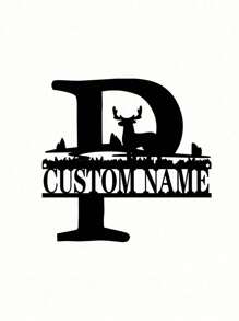 An Iron Wrought Custom Flower Last Name Logo Last Name Logo Personalized Metal Outdoor Men's Split Monogram Split Logo Family Valentine's Day Gift Housewarming Gift Father's Day Independence Day Party Summer Graduation School Season Decorations Gifts Birthday