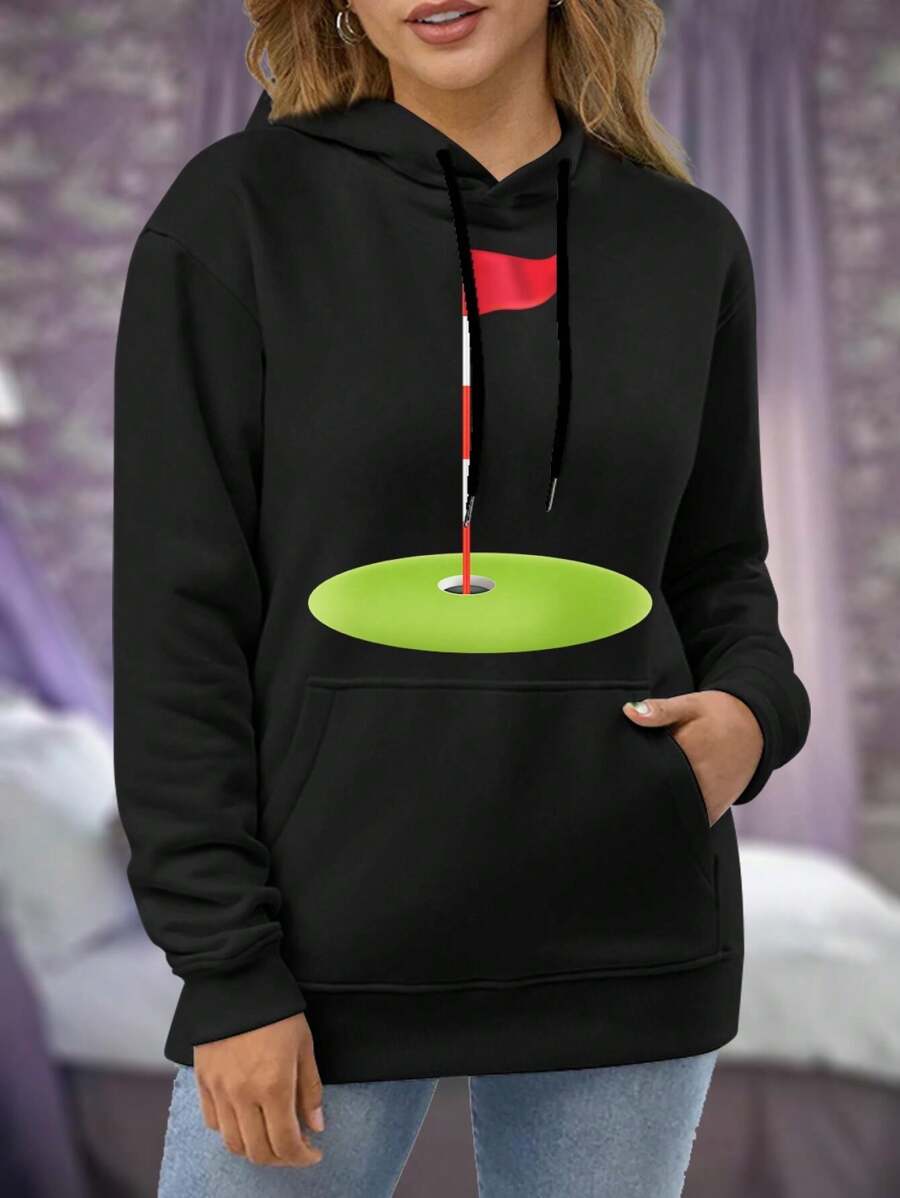 Putting Green Big Size Women Hoodie For Golf Lovers Women Golfers Golf Club Golf Course Golfing Sweatwomen Hoodies - Black - View 1