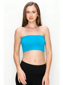 KURVE SEAMLESS MINI BANDEAU TUBE TOP - Turquoise - View 3