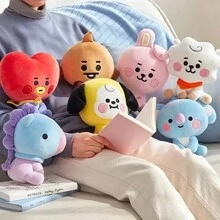 Juguetes de peluche de dibujos animados Bt21 3 tipos 25 cm juguetes blandos grandes, juguetes de peluche animales de peluche personajes divertidos de moda muñecas regalos - gris pardo - Ver 4