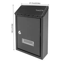 Rainaut Black Wall-Mount Mailbox, Key Lock Mail Boxes Outdoor Metal Security Key Drop Box With 2 Keys, 11.8in(H)*8.54in((L)*2.7in(W) - Black - View 2