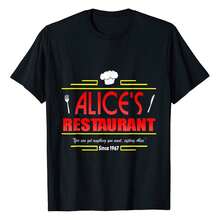 Unisex Mens Womens Alices Y Restaurant Classic T-Shirt Short Sleeve Shirt Loose Tee Small Women's T-Shirts