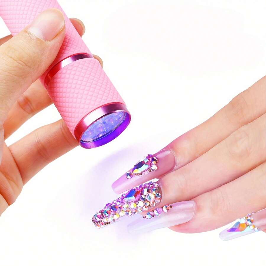 1pc Portable Mini Flashlight Nail Lamp With 9 Lamp Beads For Quick-Drying Nail Polish Gel And Phototherapy