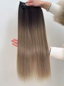 4pcs Ombre 22 Inch Long Straight Clip-In Hair Extensions For Women, Synthetic Hair Extensions - Ombre - View 7