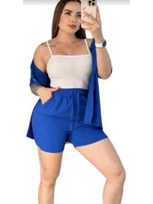 Conjunto Short Y Camisa - azul real - Ver 2