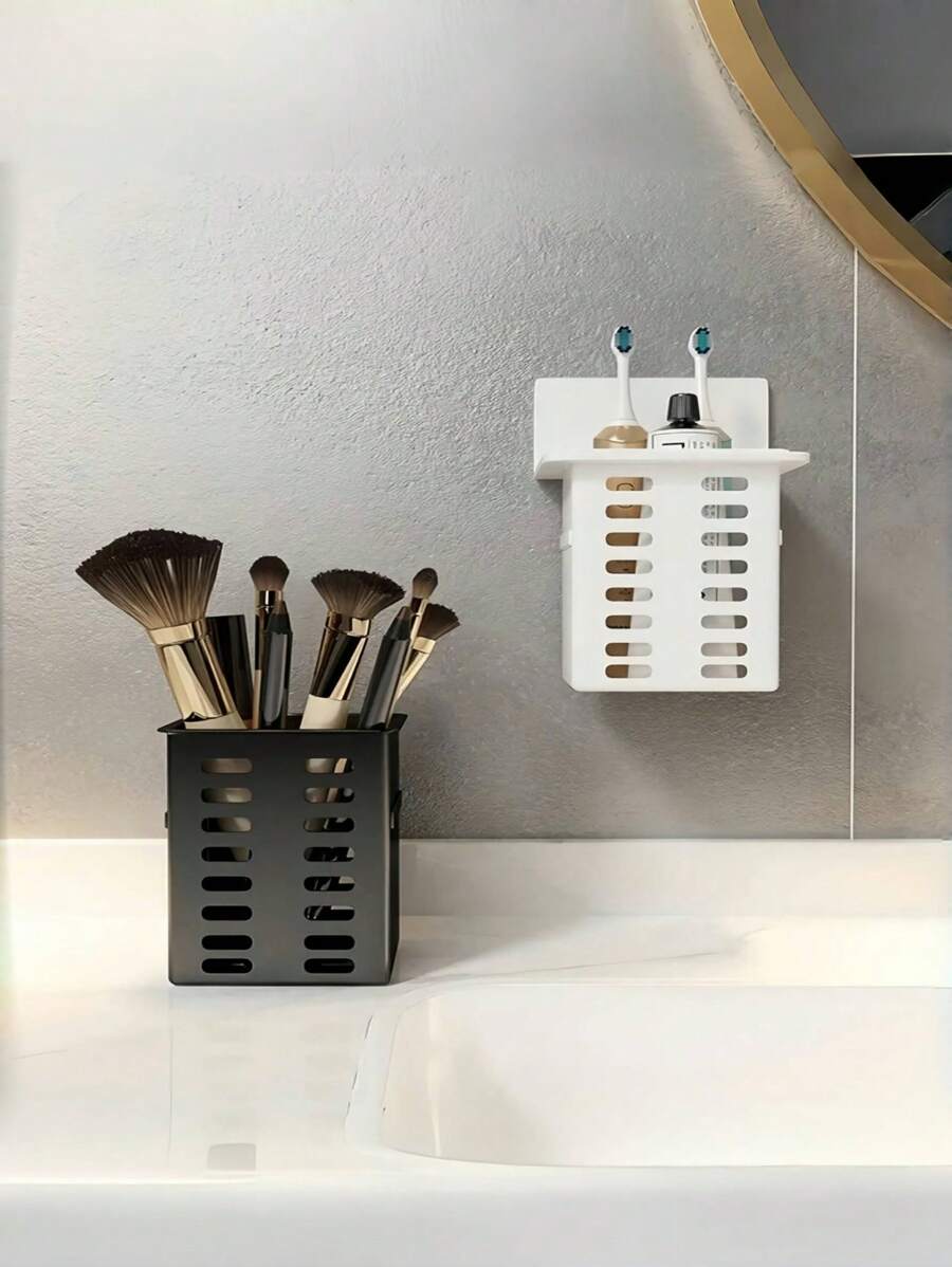 2 件免钻孔壁挂式浴室收纳架 - 小物件和工具节省空间收纳架，适用于马桶、淋浴、水槽、淋浴架 - 彩色 - 查看 1